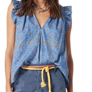 Xirena Women’s Cotton Bex Top in Bleu Flora Size Medium